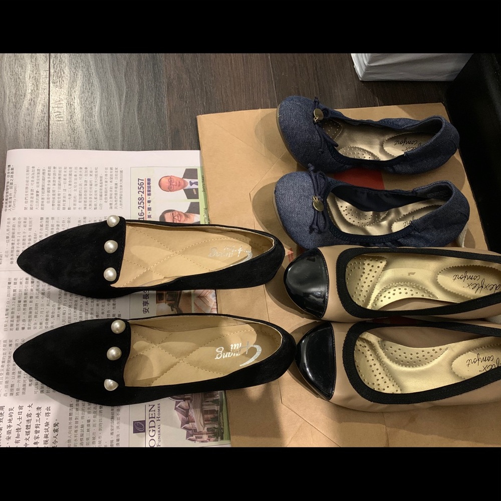 3 pair of flats
